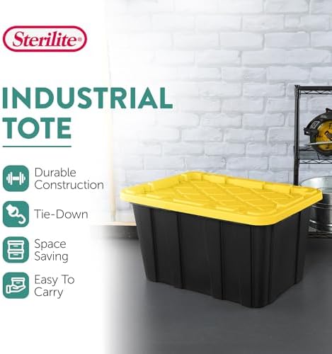 Sterilite Industrial Storage Tote with Lids for Garage, 27 Gallon, 16-Pack - Image 3