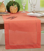 SARO LIFESTYLE Classic Hemstitch Table Runner - Elegant Everyday Table Runner with Textured Fabric and Hemstitched Border for Dining Tables and Formal Entertaining, 16"x72", Terracotta - Image 3
