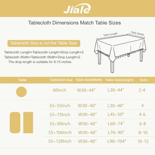 JIALE Gingham Tablecloth Rectangle Cotton Linen Fabric Checkered Table Cloth with Tassel Washable Wrinkle Free Buffalo Plaid Table Cover for Outdoor Party Picnic Kitchen Dining, Yellow,55x120 - Image 2