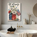 Ship Next Day - Red White Blue Mason Jar Canvas Wall Decor, Framed Patriotic American Floral Painting, 4th of July Independence Day Home Wall Art, Made in USA - Image 4