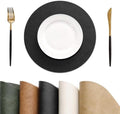 MOSAYT Vinyl Faux Leather Round Placemats Set of 6, 13 Inch, Black by MOSAYT
