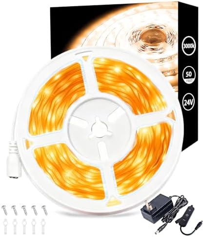 50 FT Warm White Led Lights Strip Rope Lights for Decorations Housewarming Party Indoor Decor Cuttable Strip Lights for Baby Room Bedroom Living Room Ceiling Wall by Aalnfe