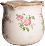Xiaan Jiaju Shabby Chic Flower Pot, 6.11 Inch Ceramic Planter with Drainage for Indoor Plants, Vintage Ceramic Vase, Country Chic Spring Garden Home Decor, Pink Rose Floral - Image 2