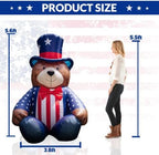 USA 250th Anniversary Patriotic Inflatable 5.6FT Bear with Bow for 4th of July, LED Blow Up Yard Decoration Outdoor Decor for 2026 Semicentennial Independence Day - Image 2