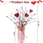 TORONTOKYO Valentines Day Decor, 6 Pack Valentine's Day Artificial Potted Plant Heart Shaped Valentines Day Picks with Berries Metal Pot for Home Office Table Centerpiece Decor - Image 2