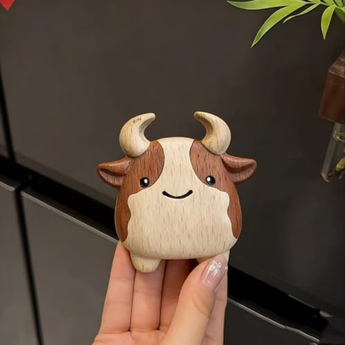 Hand-carved Sculptures, Chinese Zodiac Wooden Carvings, Hand-Carved Wood Sculptures for Home Decor & Gift(Cows) - Image 3