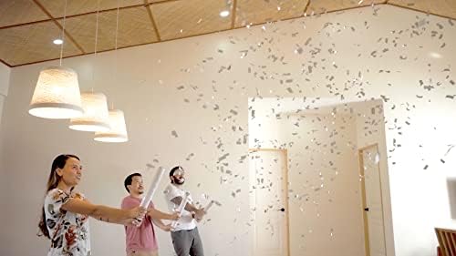 JAPJA Streamer Confetti Cannons (Silver Paper Confetti) 16in, 6-Pack - Image 5
