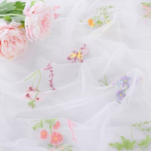 White Floral Table Runner Embroidery Floral 3pcs 10ft Tulle Spring Sashes - Image 5