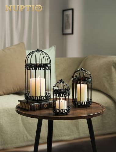 NUPTIO Black Decorative Bird Cage, Birdcage Lantern for Pillar Candles - Image 2