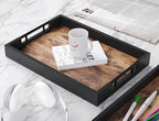 Fibogollo Set of 2 Wooden Serving Trays with Metal Handles - Image 4