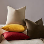 JUSPURBET 28x28 Euro Velvet Throw Pillow Covers Set of 2,Stone - Image 2