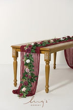 Ling's moment Flower Garland, 5FT Eucalyptus & Rose Burgundy - Image 4