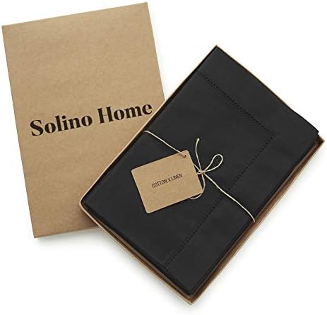 Solino Home Cotton Linen Cloth Dinner Napkins Black, 20 x 20 in, Set of 4 - Image 3