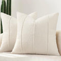 YCOLL Textured Boucle Throw Pillow Covers 24x24 Pack of 2 - Soft Neutral Striped Cushion Covers, Cozy Accent Decorative Pillow Covers for Couch, Sofa, Bed, Living Room (Ivory) by PillowCoversExpert