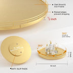 Oroyutor 18-Inch Oak Lazy Susan Organizer with Gold Metal Rail - Image 6
