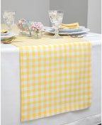 Solino Home 100% Pure Linen Table Runner Yellow, Gingham Check 14 x 132 in - Image 2