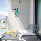 John's Studio Seahorse Sea Wall Decor Outdoor Metal Garden Hanging Art Glass Sculptures Home Ocean Theme Decorations for Kitchen Bathroom and Pool - Image 7