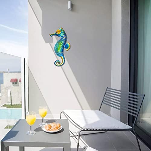 John's Studio Seahorse Sea Wall Decor Outdoor Metal Garden Hanging Art Glass Sculptures Home Ocean Theme Decorations for Kitchen Bathroom and Pool - Image 7