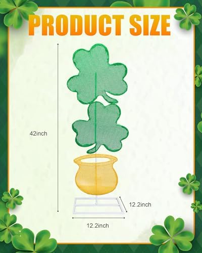 St. Patrick's Day Theme Lighted Yard Signs, 42 Inch St Patricks Day Yard Outdoor Decorations for Saint Patrick Irish Home Lawn Patio Backyard Garden Decor(Shamrock) - Image 2