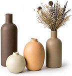 Ceramic Vase Set of 4 – Handmade Modern Minimalist Vases for Dried or Fresh Flowers, Matte Decorative Neutral Vases for Living Room, Table, Shelf & Entryway by OLACHIKKO