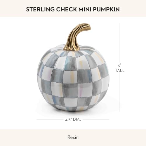 MACKENZIE-CHILDS Resin Pumpkin, Mini, Gray-and-White Sterling Check - Image 4