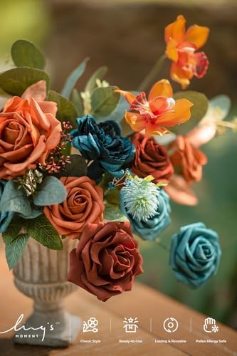 Ling's moment Artificial Fall Flowers Wedding Rustic Teal Grand Combo - Image 3