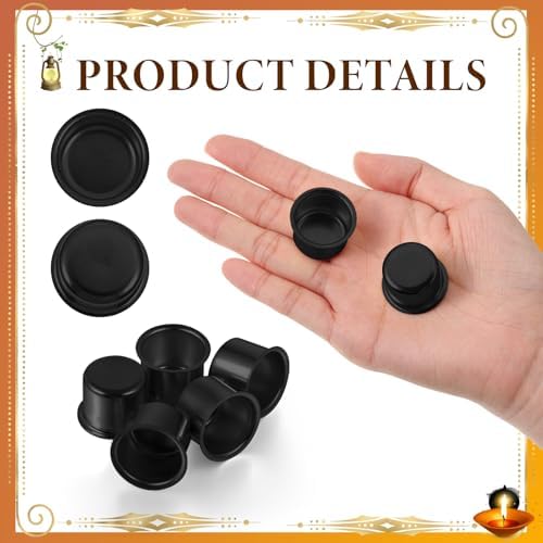 Sliner 100 Pack 0.87'' Black Metal Candle Holders with Round Flat Base - Image 4