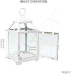 Hosley Set of 2 Clear Glass and Iron White Color Farmhouse Classic Style Lantern 12 Inch High Ideal Gift for Weddings Bridals Special Occasions Parties Aromatherapy and Spa Settings O4 - Image 2