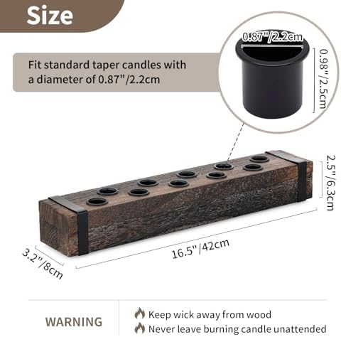 NUPTIO Candlestick Holder for Table Centerpiece: 16.5" Wooden Candelabras - Image 6