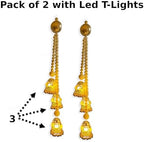 Divyakosh Wall Hangings for Home Decoration, Set of 2 Diwali Lights, Handmade Diwali Decoration Wall hangings, Door Valance Hanging with LED T-Lights for Wedding Décor,Beads,Gold - Image 3