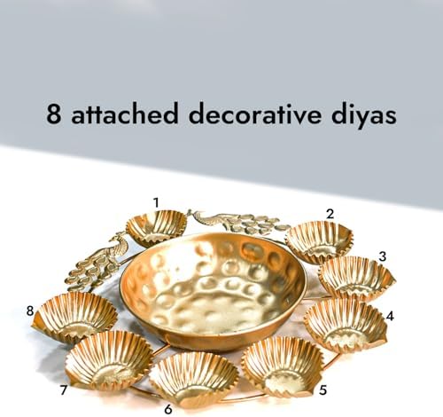 Handcrafted Decorative Urli Bowl in Golden Finish | Traditional Metal Bowl for Floating Flowers & Tealights | Indian Festive Home & Table Decoration (12 Inch) - Image 2