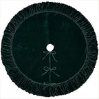 72-Inch Ruffled Velvet Christmas Tree Skirt, Forest Green - Image 3