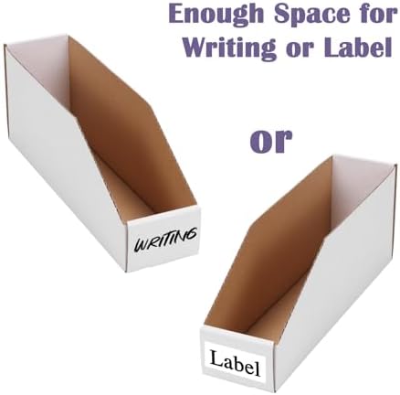 EXYGLO Cardboard Storage Bins 35 Pack, 12x3x4.5 Inch Cardboard Boxes, Corrugated Organizer Bins for Pantry, Shelves, Garage, Office, Shop, White - Image 4