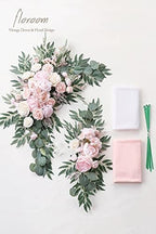 Floroom Arch Flowers with Drapes Kit (Pack of 4) - 2pcs Artificial Blush Pink Floral Swag Arrangement with 2pcs Draping Fabric for Wedding Ceremony Arbor and Reception Backdrop Decoration - Image 7