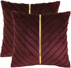 Velvet Throw Pillow Covers 26x26 inch Pack of 2 Gold Decor Burgundy by Tosleo
