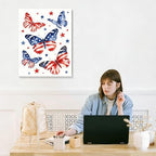 July 4th Patriotic Canvas Wall Art 4th of July USA Decorations American Flag Stars Butterfly Picture Wall Decor Independence Day Home Decor 24x32in - Image 7