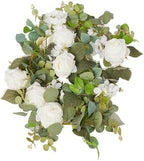 Artificial Flower Garland 2pcs 5.4ft Rose & Hydrangea Vine, White Flower by PONKING