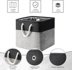 meekoo 8 Pack Fabric Storage Bins Baskets, 12 x 12 x 12in, Black Gray - Image 3