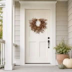 22 Inch Artificial Fall Heart Wreath for Front Door with Olive Leaves - Image 2