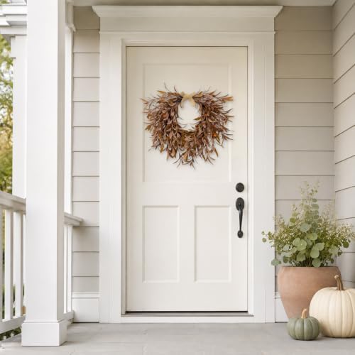22 Inch Artificial Fall Heart Wreath for Front Door with Olive Leaves - Image 2