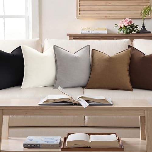 decorUhome Fall Light Grey Linen Throw Pillow Covers 24x24 Set of 2 - Image 4