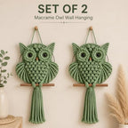 Bohemian Owl Macramé Wall Hanging Pack Of 2, Green, 12 x 23 Inch - Image 2