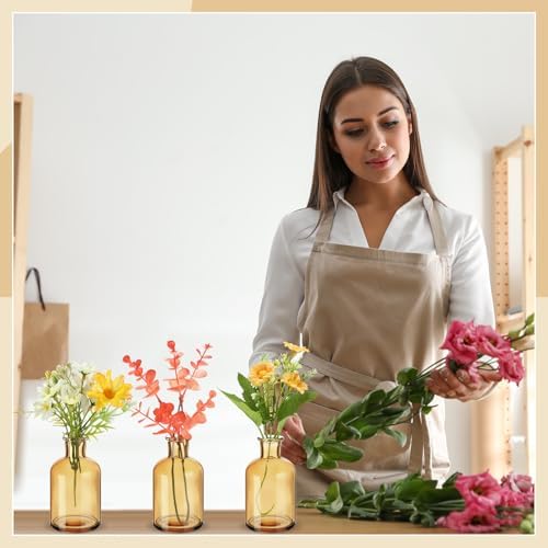 Lallisa 30 Pcs 4 Inches Small Glass Bud Vases Bulk Mini, Amber - Image 6
