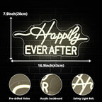 Happily Ever After LED Neon Light Sign, Wedding Neon Lights for Bachelorette Bridal Engagement Party Decoration Bridal Shower Wall Decor Valentine's Day Night Light Dimmable USB Powered(16.9"*7.9") - Image 3