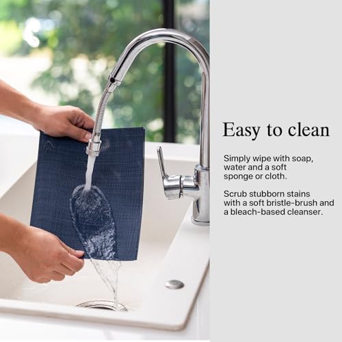 Placemats Set of 12 - Easy Clean Woven Vinyl Placemats for Dining Table, Indoor/Outdoor Place Mats, Washable PVC Table Mats（Navy Blue） - Image 4