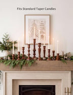 NUPTIO Wood Taper Candle Holders: Set of 10 Mixed Candlestick Holders Bulk - Image 3