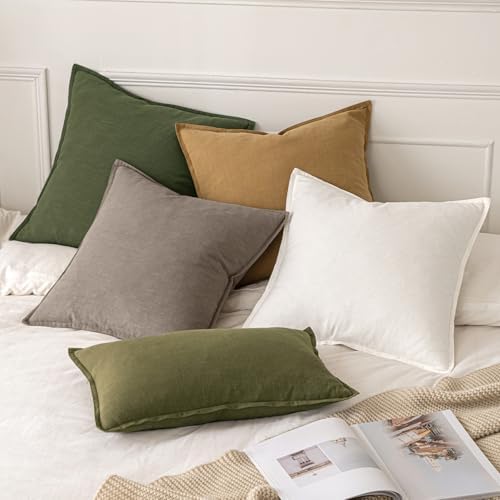 MIULEE Decorative Linen Euro Sham Pillow Covers 24x24 Dune - Image 5