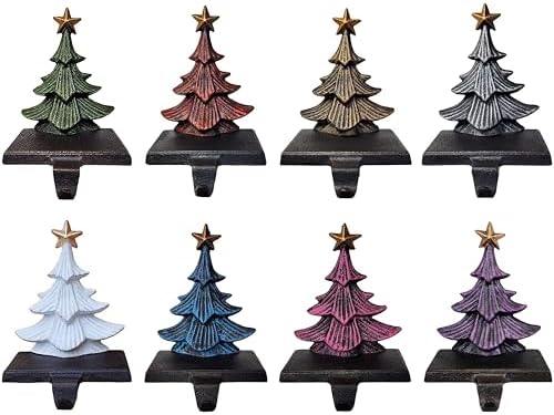 Lulu Decor, Cast Iron Christmas Tree Stocking Holders, Choose Your own Color Tree, Set of 2, 3, 4, 5, 6 ..Trees, Heavy, Sturdy Stocking Hooks (Choose Any Color Trees) by LuluDecor