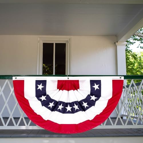 2 × 4 FT 4th of July Decorations, 4 PCS Bunting Flags Outdoor, Patriotic Fourth of July Banner, Red White and Blue American Pleated Fan Flag for Memorial Day Independence Day 250th Anniversary Decor - Image 5