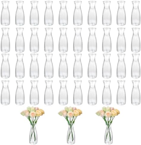 40Pcs Plastic Bud Vases Bulk Small Plastic Vases, Clear Container for Flowers Height Shatterproof Bud Vase, Mini Vintage Floral Vase for Home Decor, Living Room, Office Decoration, Party - Image 3